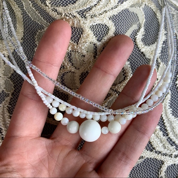 White & Translucent Multi-Strand Necklace - Picture 3 of 5